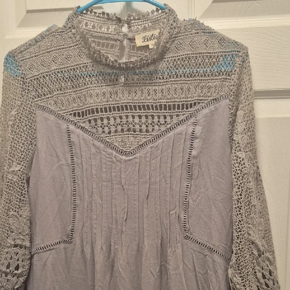 Free People Gray Lace Blouse - Picture 6 of 16
